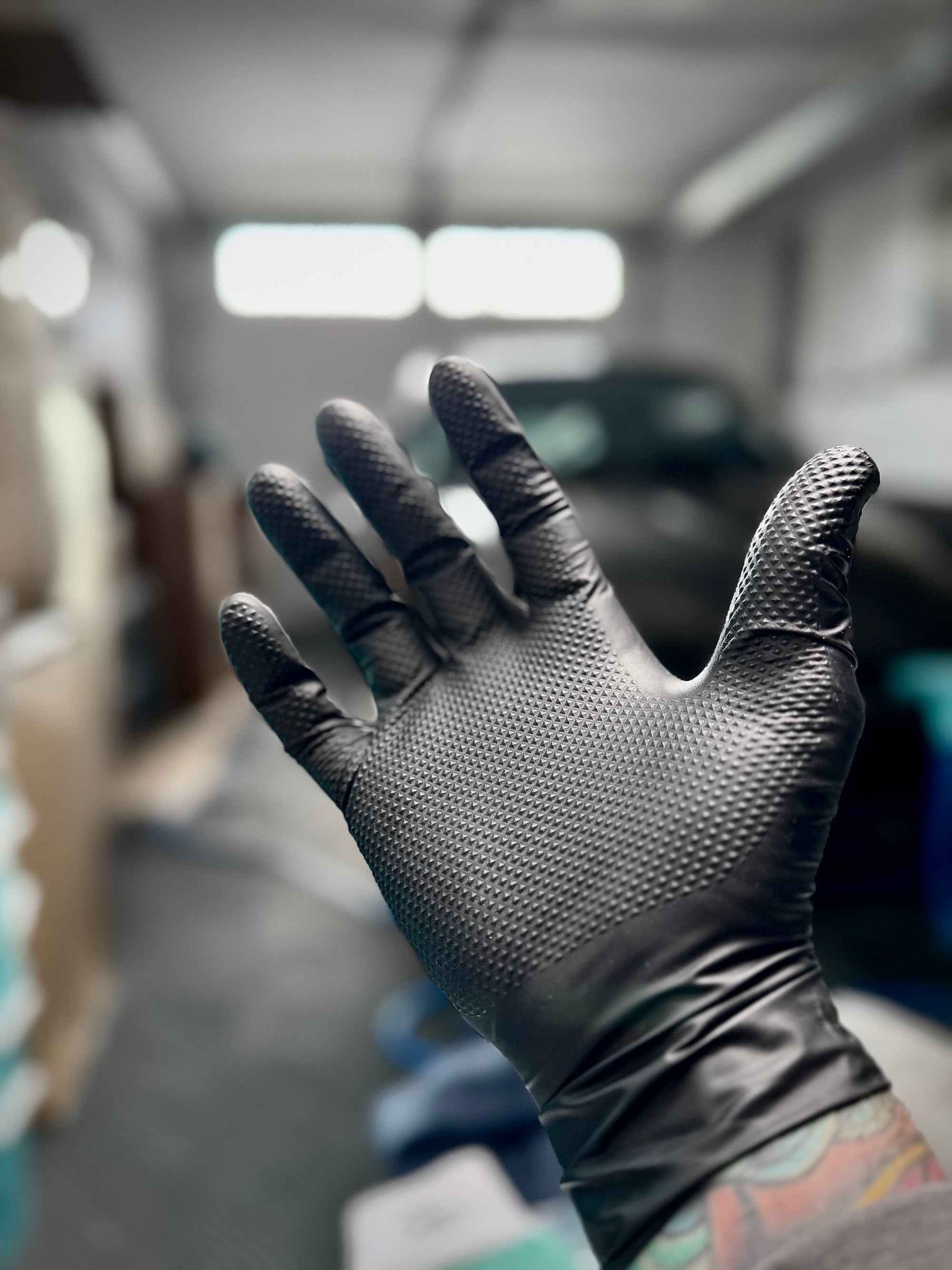 Carbon Collective Heavy Duty Black Textured Nitrile Gloves